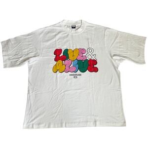 Ideologie Hasanabi White, "Love & Alive" Graphic Short Sleeve T-Shirt- 2XL
